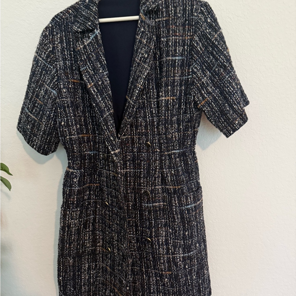 Sandro Elegant Black and White Tweed Dress